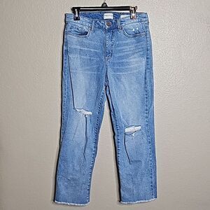 Frayed Jeans High‎ Rise Straight Ankle 29